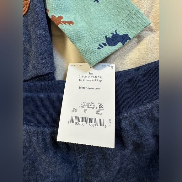 CARTER’S Just One You 🩵Baby Boy Deer 3 Piece Outfit, NWT - Picture 3 of 8